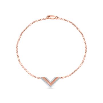 Enticing V Design Diamond Bracelet-736A002030-1-EF IF VVS-18kt Yellow Gold-5.5-