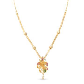Lovely Blossom Floral Enamel Coated Gold Necklaces