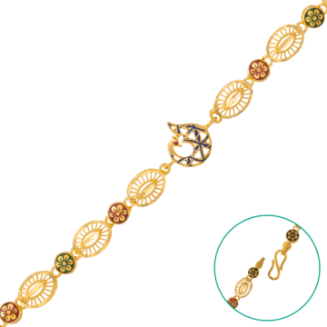 Sparkling Triangular Peacock Gold Bracelet