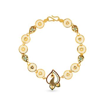 Graceful Peacock Gold Bracelet