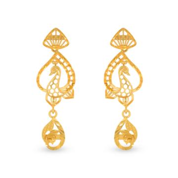 Glossy Peacock Gold Earrings