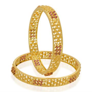 Charming Textured Box Gold Bangles