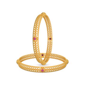 Ravishing Pink Stone Gold Bangles