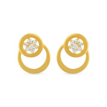 Elegant Circular Floral Gold Earrings