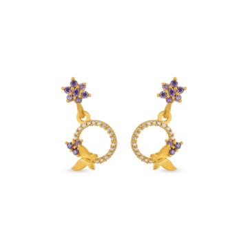 Pristine Floral With Butterfly Gold Earrings