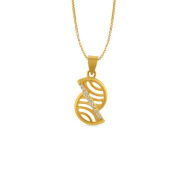 Contemporary Twisted Semi Circle Gold Pendant