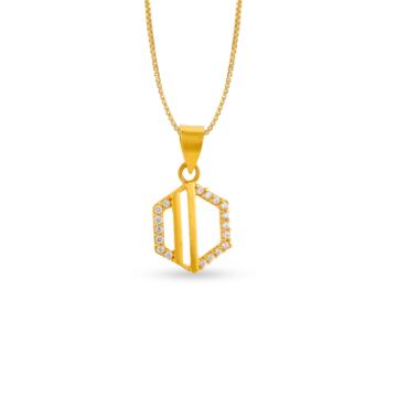 Gleaming Hexa Pattern Gold Pendant