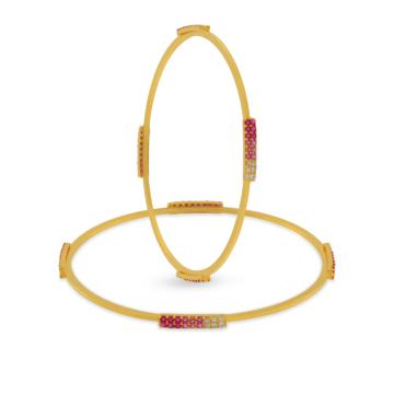 Attractive Dual Stone Gold Bangle