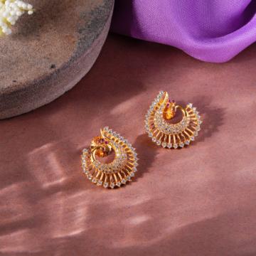 Majestic Peacock With Dual Stone Gold Earrings