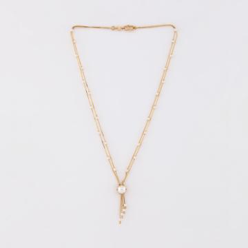 White Stone Cascade Gold Necklace