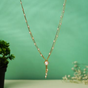 White Stone Cascade Gold Necklace
