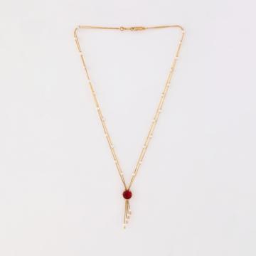 Radiant Red Cascade Gold Necklace