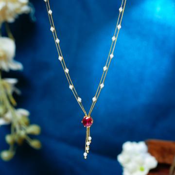 Radiant Red Cascade Gold Necklace