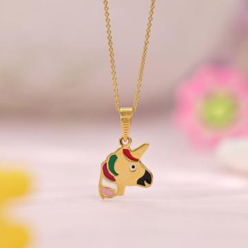 Radiant Enamel Unicorn Gold Pendant