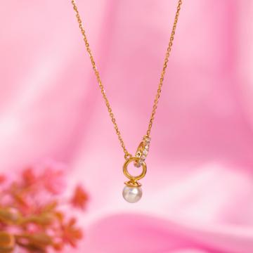 Radiant Hanging Bead Gold Pendant Necklace