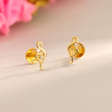 Musical Heart Gold Stud Earrings