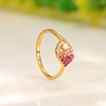 Rosy Bloom Leaf Gold Ring