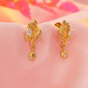 Elegant Sparkling Leaf Gold Drop Earrings