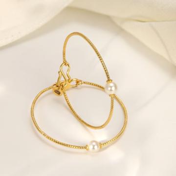 Timeless White Accent Gold Bangles