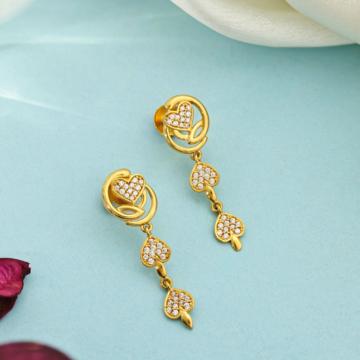 Double Heart Sparkle Gold Earrings