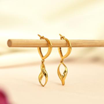 Golden Twist Leaf Earrings