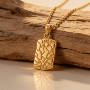 Contemporary Gold Textured Pendant