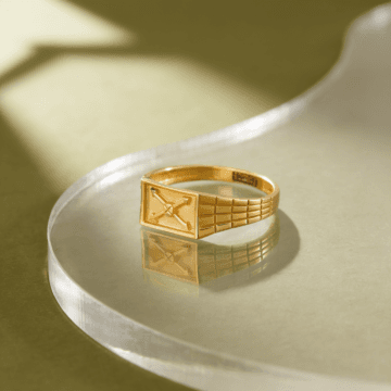 Structured Crossline Gold Ring