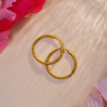 Classic Engraved Texture Gold Hoop Earrings
