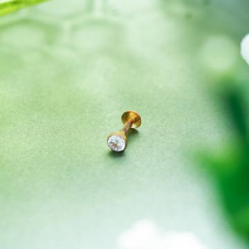 Glimmering Single Stone Gold Nosepin