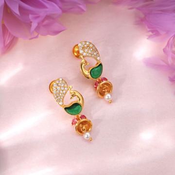 Shiny Feathers Gold Drop Earrings