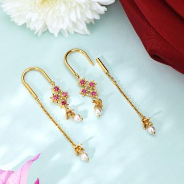 Rosy Radiance Gold Hanging Earrings