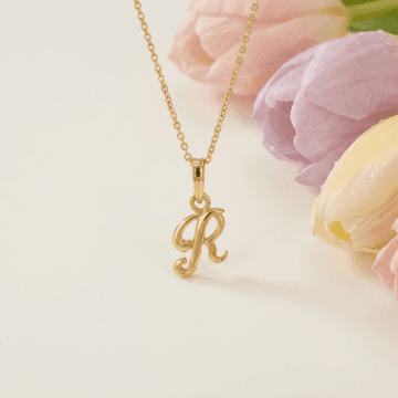 Resplendent Gold Monogram R Pendant