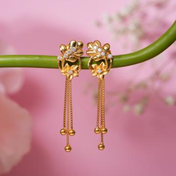 Imperial Floweret Chain Drop Gold Earrings