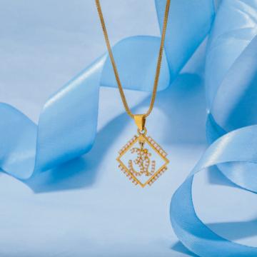Heavenly Om Symbol with Stone Embedded Gold Pendant