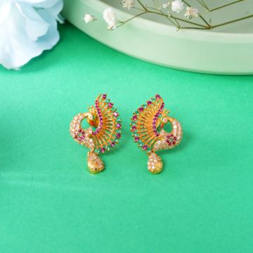 Dazzling Dancing Peacock Gold Earrings