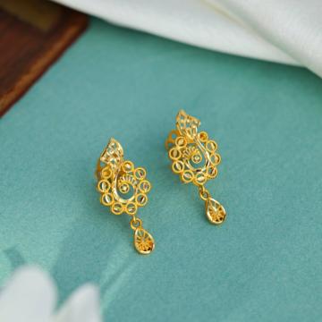 Swirl Pattern Floral Gold Earrings