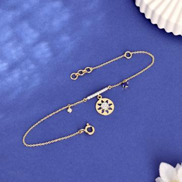 Classic Gold Bracelet with Diamond Sun Charm