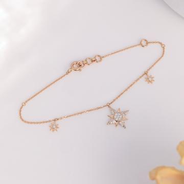Classic Rose Gold Bracelet with Diamond Sun Charms