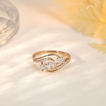 Graceful Rose Gold Three-Petal Diamond Accent Ring