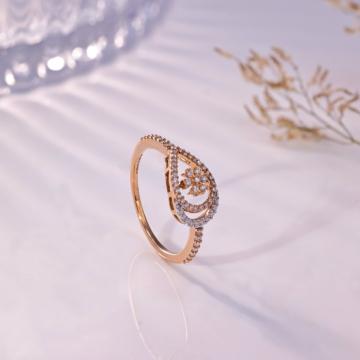 Stylish Rose Gold Teardrop Diamond Stone Ring
