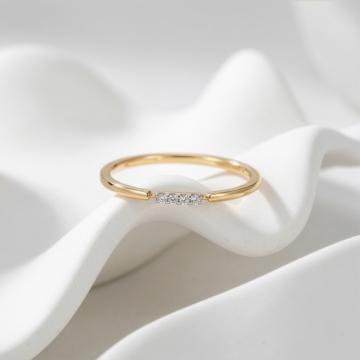 Radiant 14KT Gold Diamond Stripe Ring
