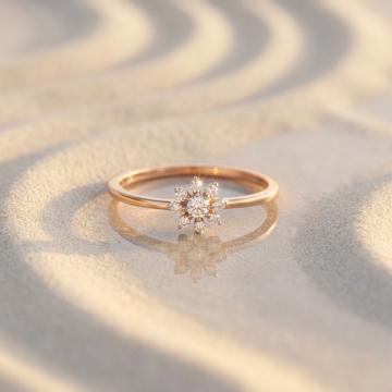 Radiant 14KT Gold Floral Diamond Ring