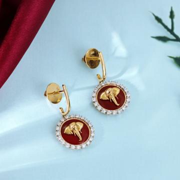 Regal Crimson Elephant Diamond Earrings - Majesty of the Wild