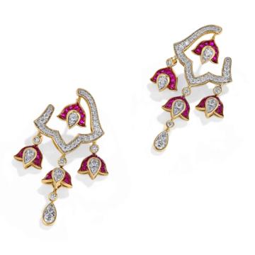 Enchanting 18KT Floral Chandelier Diamond Earrings