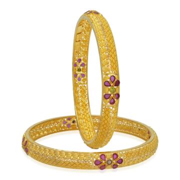 Exquisite Intricate Floral Gold Bangles