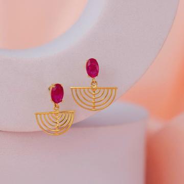 Graceful Red Stone Gold Earrings - Fashion Fast Forward Collection
