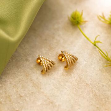 Modern Architectural Shape Gold Earrings