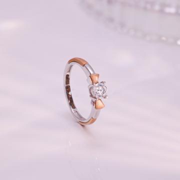 Sleek Bow Design Two-Tone Gold Ring