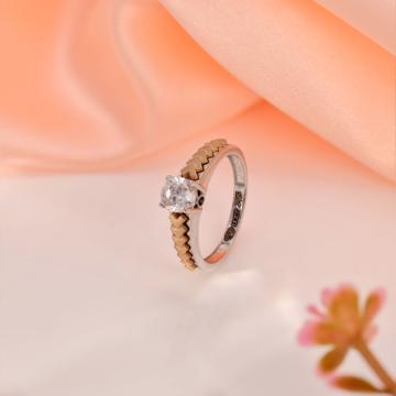 Contemporary White & Rose Gold Heart Accent Ring