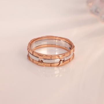 White & Rose Gold Stone Accent Band Ring